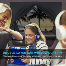 Car Window Shades, 2 PCS Magnetic Double Layer Auto Sun Shade for Side Windows Privacy Back Car Window Curtains