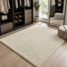 (120cm x 170cm (4ft x 5ft 6"), Cream Shaggy Rugs) Fluffy Rug Non-Slip Shaggy Rugs Living Room Carpet