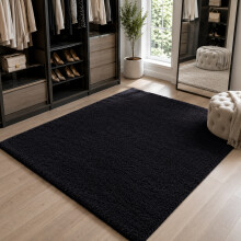 (120cm x 170cm (4ft x 5ft 6"), Black Shaggy Rugs) Fluffy Rug Non-Slip Shaggy Rugs Living Room Carpet