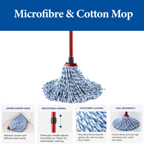 Vileda Vileda SuperMocio Microfibre Cotton Mop With Extra Refill 2