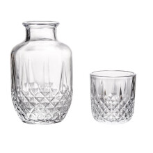 Bedside Water Carafe and Glass Set, Glasses Pitcher & Cup, Bedside Night Carafe Pitchers and Water Glass Tumbler Set