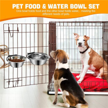 Dog Bowls, Dog Bowl for Crate, 2 Pack Pet Food Water Bowl Dog Bowls for Cage Hanging Non-Spill Feeder Bowls