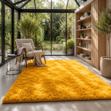 (120cm x 170cm (4ft x 5ft 6"), Yellow Shaggy Rugs) Fluffy Rug Non-Slip Shaggy Rugs Living Room Carpet