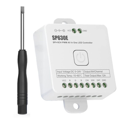 SP630E Music  5-in-1 Controller with PWM+SPI and RGB Multi-Functional Controller (5-24V)