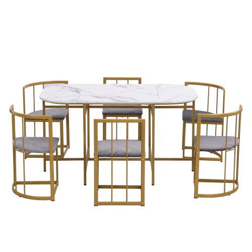 Six-seater dining table set: dining table ,chairs 1