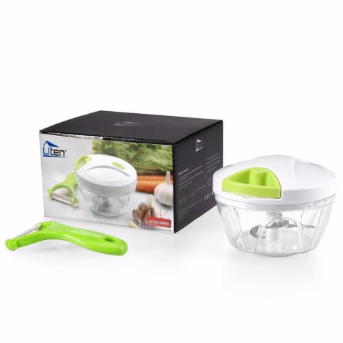 Food Chopper,Super Easy Pulling Hand Held Vegetable Fruit Mixer/Blender (Green)