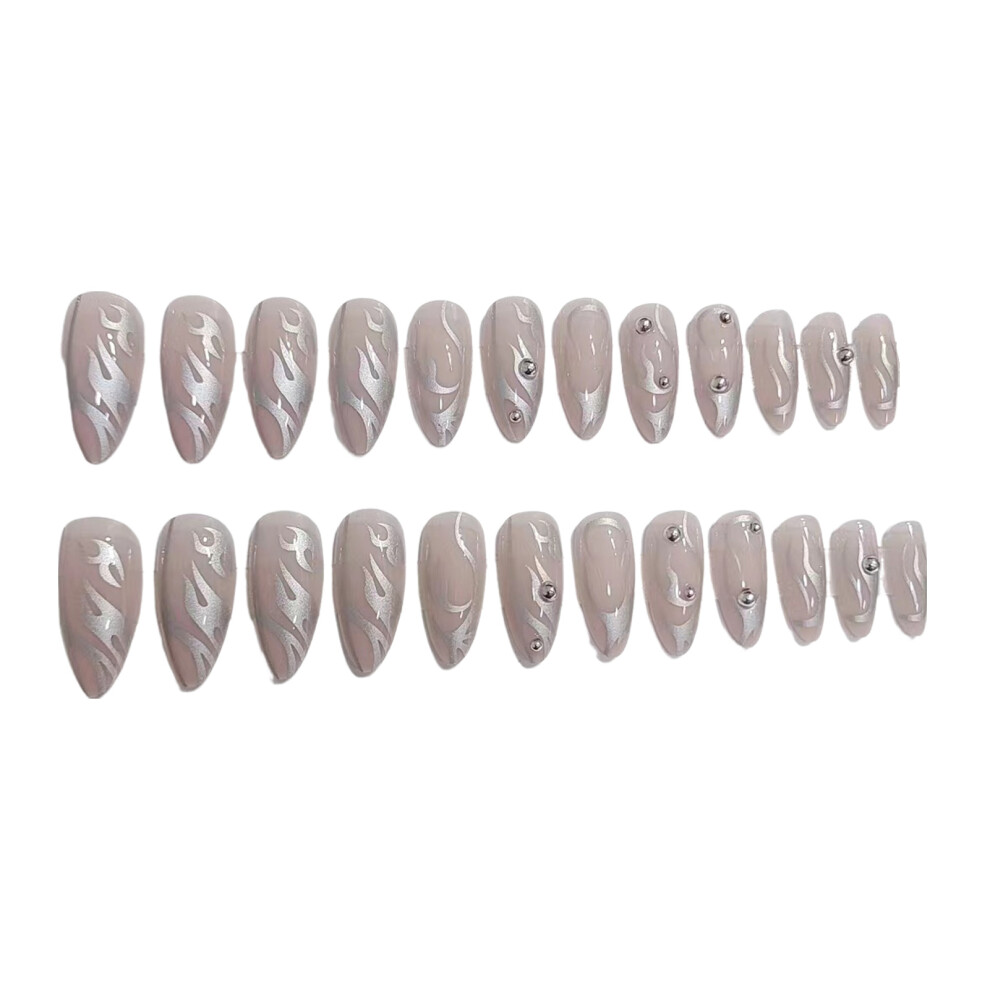 Reach-Tools Silver Flame Fake Nails, Long-Lasting & Flexible