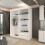 MN Furniture Double Sliding Mirror Wardrobe Shelves White 150cm 2