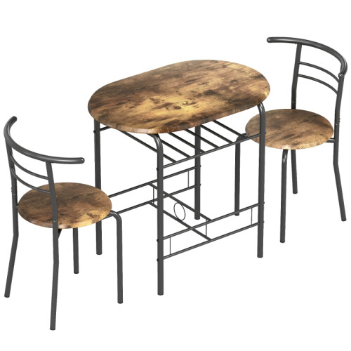 Three-Piece Compact Dining Set - Rustic Brown 2