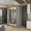 MN Furniture Double Sliding Mirror Wardrobe Shelves Grey 150cm 1