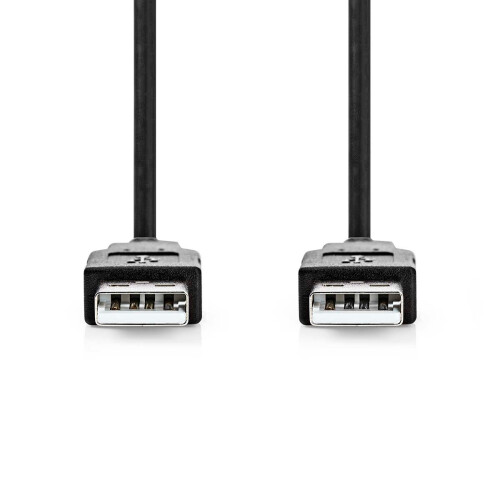 USB kabel | USB 2.0 | USB-A samec | USB-A samec | 480 Mbps | Niklovaný | 2,00 m | Kulatý | PVC | Černá | Označení