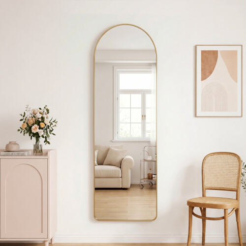 Living And Home Modern Arched Metal Floor Mirror 2