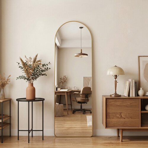 Living And Home Modern Arched Metal Floor Mirror 1