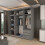 MN Furniture Double Sliding Mirror Wardrobe Shelves Grey 200cm 3