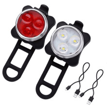 Bicicleta exterior impermeable COB 3 LED USB recargable 4 modos Noche de bicicleta paseo frente a la lampara de la cabeza y luz trasera