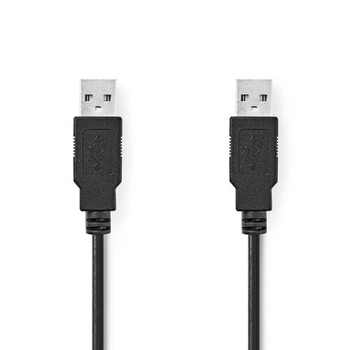 USB kabel | USB 2.0 | USB-A samec | USB-A samec | 480 Mbps | Niklovaný | 2,00 m | Kulatý | PVC | Černá | Označení 1