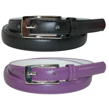 CTM Womens Skinny Leather Dress Belt 2-Pack 3/4 in Black + colour