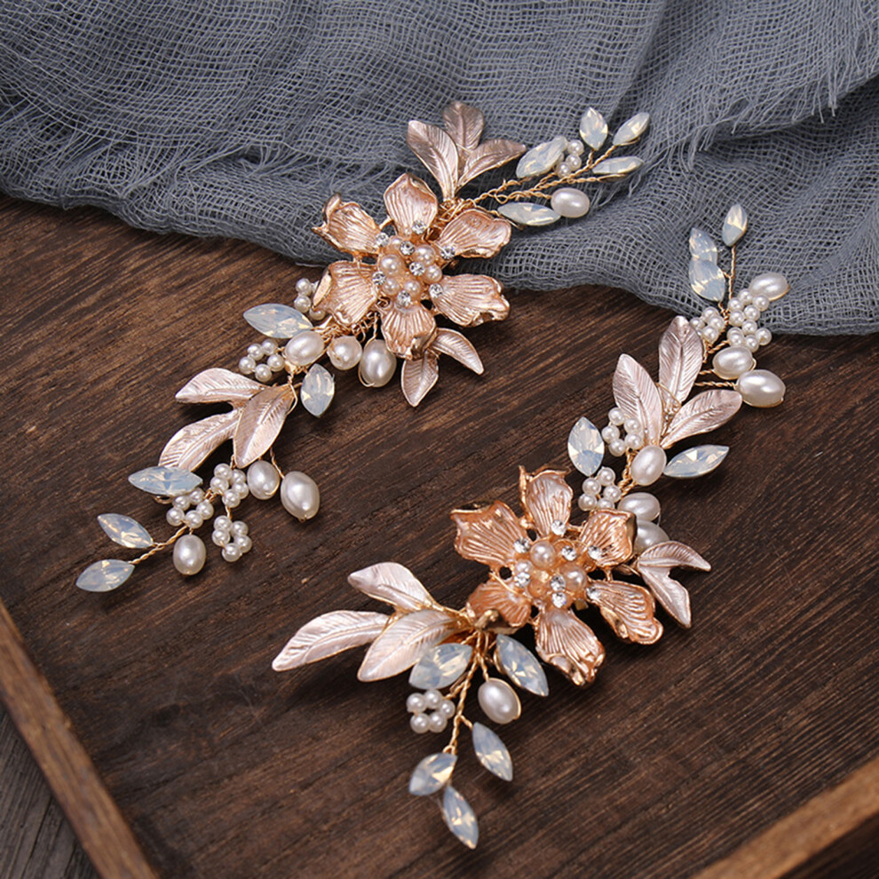 Roc-Electron Bridal Pearl Hair Comb Set - 2Pcs