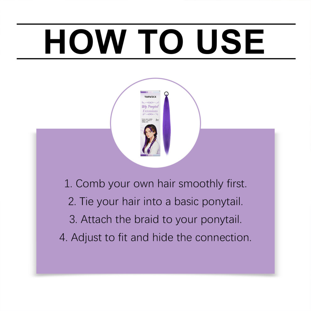 Hue-Grain Purple Heat Resistant Clip-In Ponytail Extensions