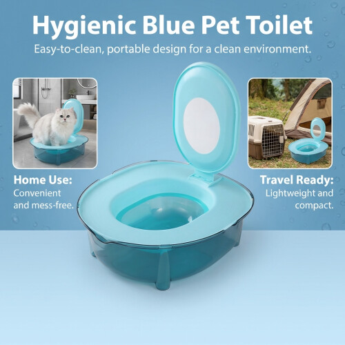 (Blue) Cat Litter Training Device, Odor Proof & Splash-Free