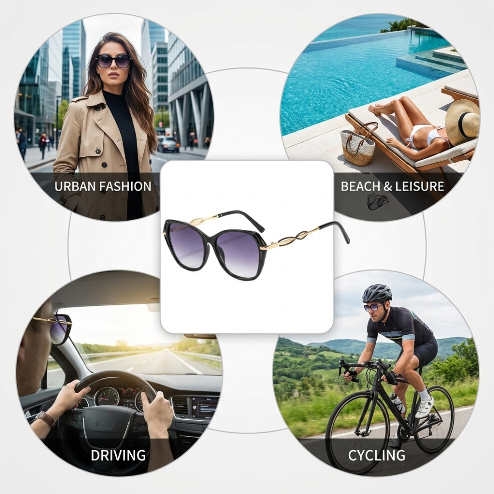 Zhouq-Outdoors (C1 Black) Uv Cat Eye Sunglasses For Driving & Cycling