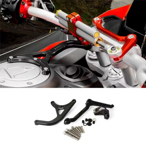 Motorcycle Adjustable Steering Stabilize Damper Bracket Kit for  Multistrada V4 S  V4 PIKES  Black 2