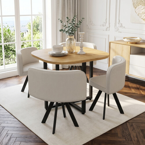 Dining Table and Chairs set 4, Square Wooden 2