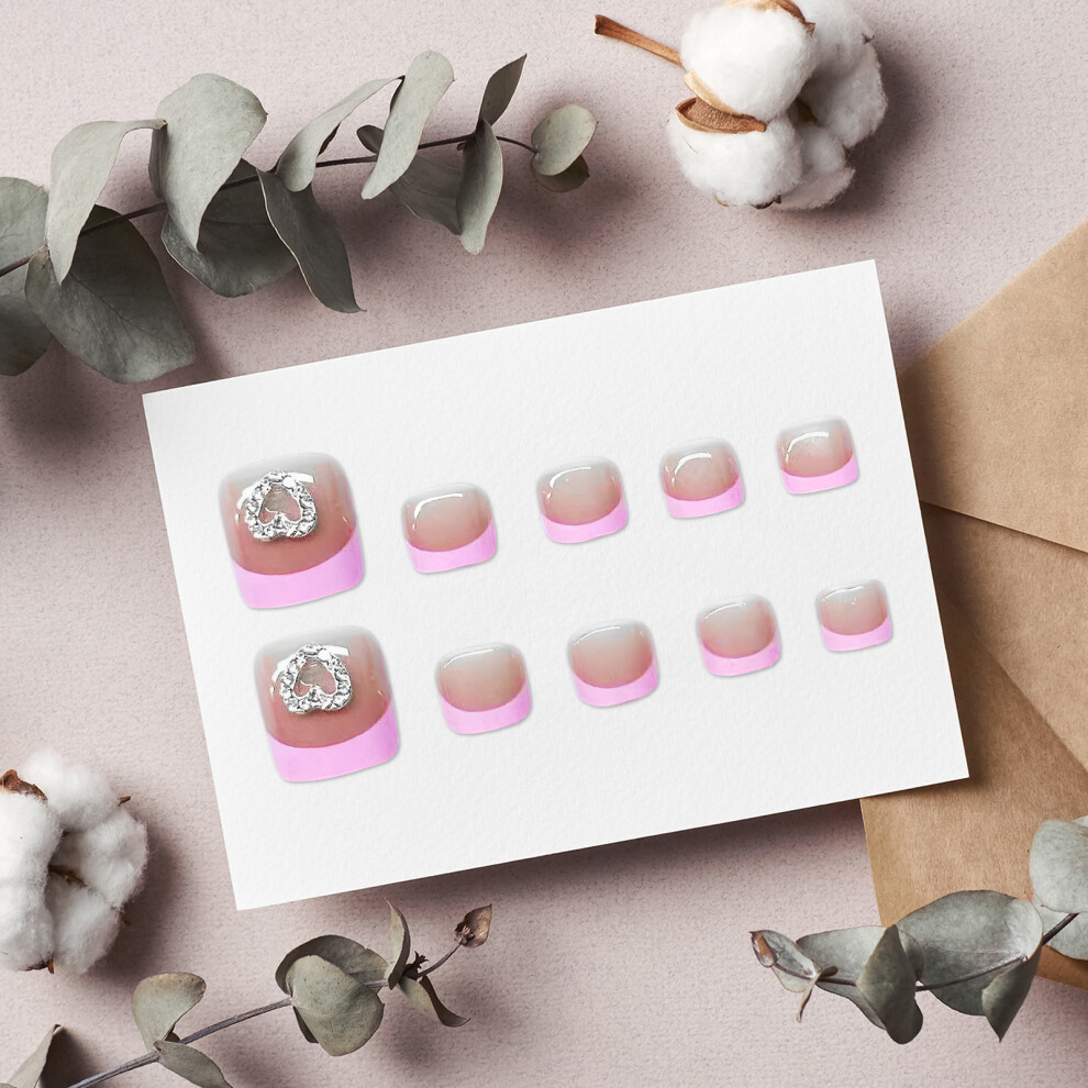 Creation-3C French Pink Fake Toenails, Unbreakable Salon Supply
