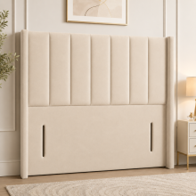 (Silver Plush, Single 3ft) Plush 54" Winged Panel Headboard for Divan
