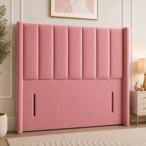 (Teal Plush, Single 3ft) Plush 54" Winged Panel Headboard for Divan 1