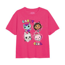 (7-8 Years, Fuchsia) Gabby's Dollhouse Girls Friends Hearts T-Shirt
