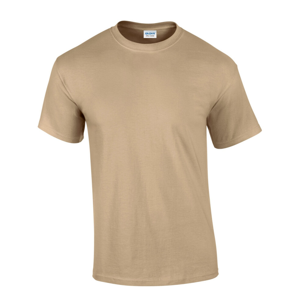 Gildan (M, Tan) Mens Ultra Cotton T-Shirt