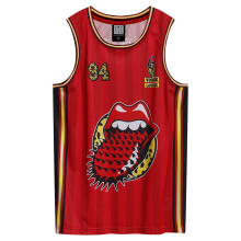(M, Red) Amplified Mens Voodoo Lounge The Rolling Stones Basketball Jersey