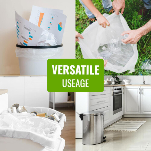 Pedal Bin Liners Heavy Duty Garbage Bags Roll of 100 Refuse Sacks, White 2