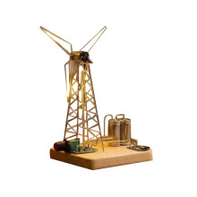DIY Kits Mechanical Art Nightlight for Anti Glare Windmill Rotating Desk Lamp for Bedside Dorm Room Women Gift