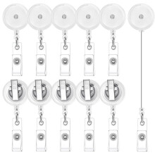 50 Pieces Retractable Badge Reels with Swivel Alligator Clip, Badge Reels Holder Badge Reel Clips Translucent Clear