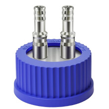Tapa de Seguridad para Botellas de Acero Inoxidable 304 GL45 para Uso en Laboratorio, Tamaño , Diámetro de 8-10 mm, 2 Puertos