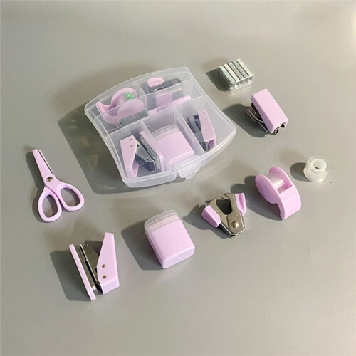 Stapler Staple Punch Hole Tape Machine Set Multifunction StationeryScrapbook Tool Box Office School 2
