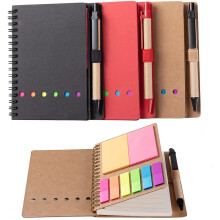 3 Pacotes de Blocos de Esteno para Caderno Espiral Bloco de Notas Forrado com Caneta no Suporte, Notas Autoadesivas, Marcador de PáGinas Guias de