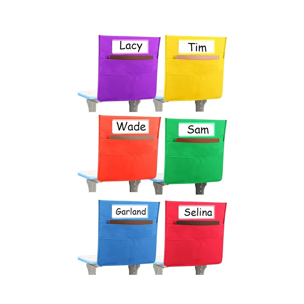 Chairback Pockets for Classroom, 2 Large Pockets  Storage Organizers with Name Tags for School Supplies 6 Pcs-image-OPC-PX2KZFV-NEW