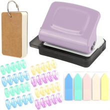 Spiral Binding Machine- 6 Hole Puncher, Punches Holes B5,A4,A5 Paper, with Binder Rings, Index Sticker and Card