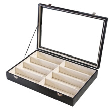Stylish Eyeglasses Organizer, Drawer-Style Sunglasses Organizer, 8 Compartments, with Transparent Flip Lid