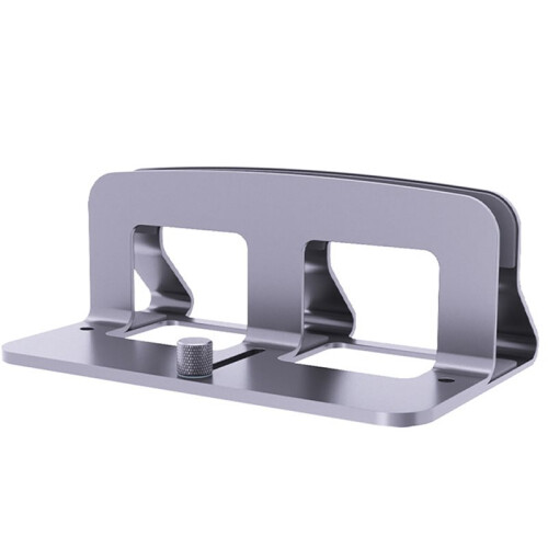 Suporte Vertical para Laptop, Ajustável em Metal, para Mesas de Até 17 Polegadas, Otimiza o Espaço de Trabalho em Escritórios e Residências.