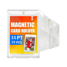 20PCS Magnetic Card Holders, Magnetic 35pt One Touch Card Holders, U-V Protection Hard Plastic Display Case Clear