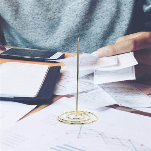 10 Pcs Golden Menu Summons Fork for Invoice, Document & Notes Storage in Metal 1