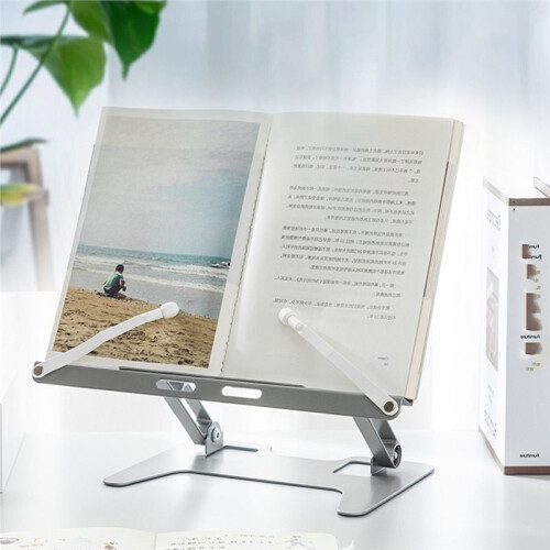 Foldable Lifting Reading Stand with Sturdy Metal Bookshelf Perfect for Reading Books and Documents 1