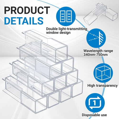 200pcs 1.5ml Disposable Plastic Cuvette Polystyrene Cuvette with Two Light for Spectrophotometers 2