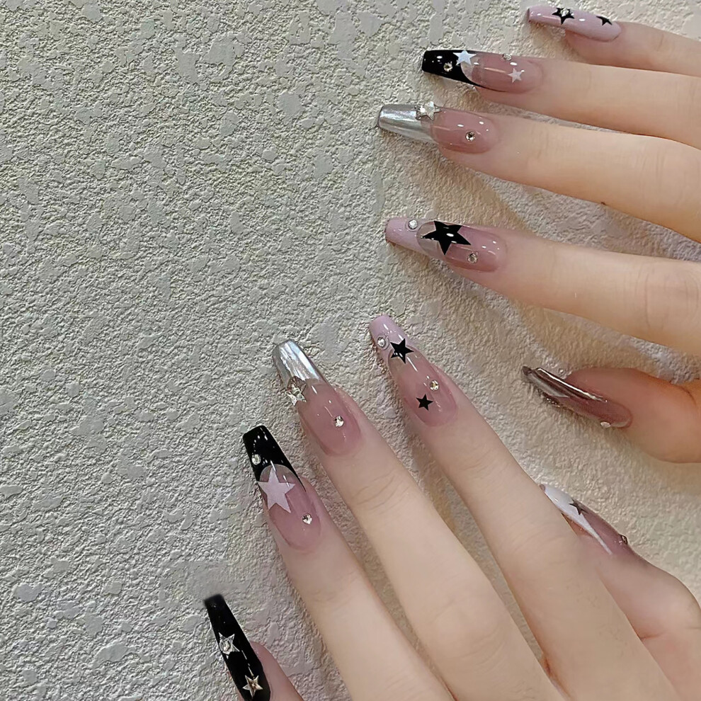Roc-Electron Star Rhinestone French False Nails For Women