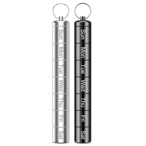 2 Pack Weekly Pill Organizer 2 Times A Day, Portable Small Pill Case Keychain Pill Holder for Travel