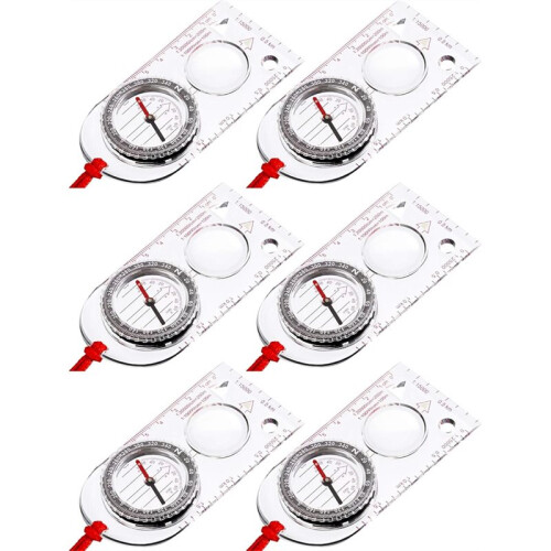 1set/6pcs Directional Compass in Bulk, with Tilted Magnifying Glass Ruler and Scale, Suitable for Class Gifts